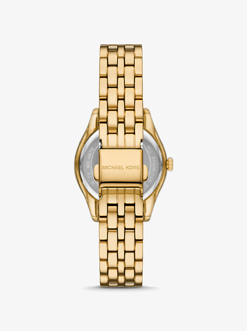 Michael Kors MK4870 Harlowe Women’s Gold Green Dial Crystal Watch - Luxury Hub Store