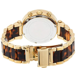 Michael Kors MK5688 Parker Women’s Gold Chronograph Tortoiseshell Crystal Watch - Luxury Hub Store