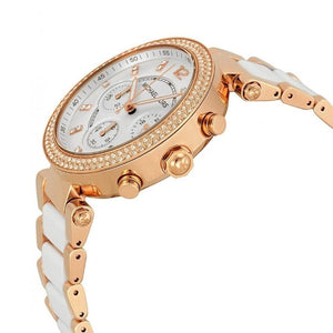 Michael Kors MK5774 Parker Women’s White Dial Rose Gold Chronograph Watch - Luxury Hub Store