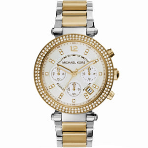 Michael Kors MK5626 Parker Women’s White Dial Two-Tone Chronograph Watch - Luxury Hub Store