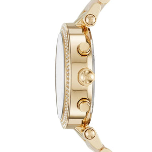 Michael Kors MK6326 Parker Women’s Blush Dial Gold Stainless Steel Chronograph Watch - Luxury Hub Store