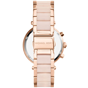 Michael Kors MK6326 Parker Women’s Blush Dial Gold Stainless Steel Chronograph Watch - Luxury Hub Store