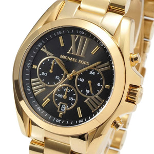 Michael Kors MK5739 Bradshaw Women’s Black Dial Gold Stainless Steel Chronograph Watch - Luxury Hub Store