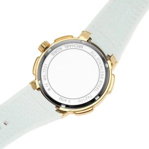 Michael Kors MK7221 Women’s White Dial White Logo Strap Gold-Tone Multi-Function Watch - Luxury Hub Store