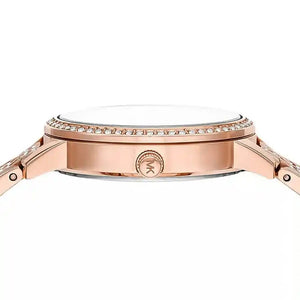 Michael Kors MK4372 Women’s Rose Gold Dial Rose Gold Stainless Steel Crystal MK Logo Watch - Luxury Hub Store