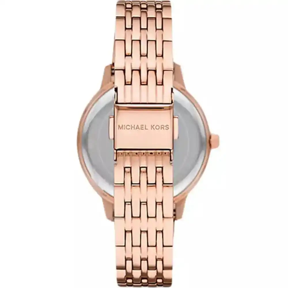 Michael Kors MK4372 Women’s Rose Gold Dial Rose Gold Stainless Steel Crystal MK Logo Watch - Luxury Hub Store