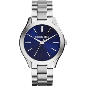 Michael Kors MK3379 Women’s Blue Dial Silver Stainless Steel Slim Watch - Luxury Hub Store