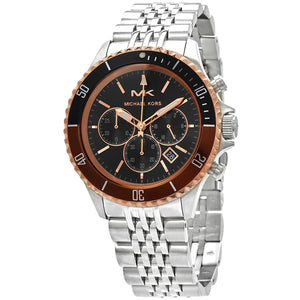 Michael Kors MK8725 Men’s Black Dial Two-Tone Stainless Steel Bayville Chronograph Watch - Luxury Hub Store