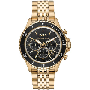 Michael Kors MK8726 Men’s Black Dial Gold Stainless Steel Bayville Chronograph Watch - Luxury Hub Store