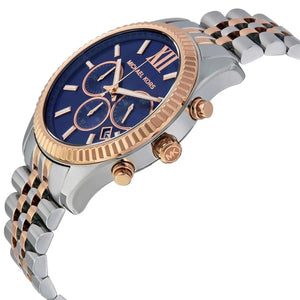 Michael Kors MK8412 Men’s Blue Dial Two-Tone Stainless Steel Lexington Chronograph Watch - Luxury Hub Store