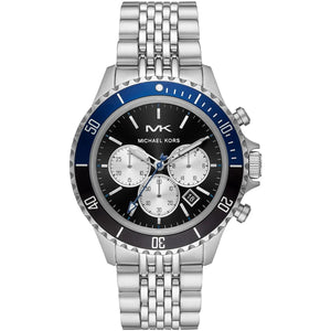 Michael Kors MK8749 Men’s Black Dial Silver Stainless Steel Bayville Chronograph Watch - Luxury Hub Store