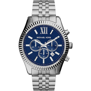Michael Kors MK8280 Men’s Blue Dial Silver Stainless Steel Lexington Chronograph Watch - Luxury Hub Store