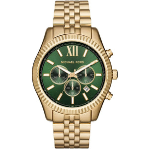 Michael Kors MK8446 Men’s Green Dial Gold Stainless Steel Lexington Chronograph Watch - Luxury Hub Store