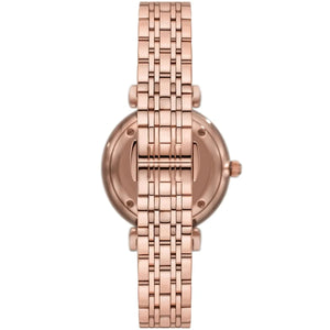 Emporio Armani AR11446 Women’s Silver Crystal Dial Rose Gold Gianni T-Bar Watch - Luxury Hub Store