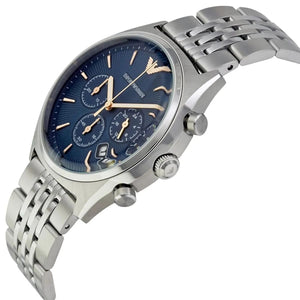 Emporio Armani AR1974 Men’s Blue Dial Stainless Steel Zeta Chronograph Watch - Luxury Hub Store