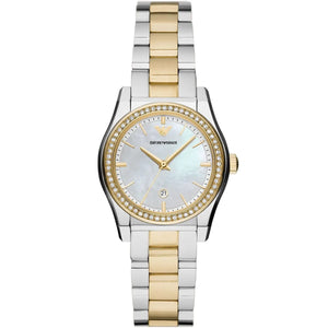 Emporio Armani AR11559 Women’s Mother of Pearl Dial Two-Tone Stainless Steel Federica Watch - Luxury Hub Store
