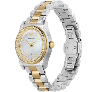 Emporio Armani AR11559 Women’s Mother of Pearl Dial Two-Tone Stainless Steel Federica Watch - Luxury Hub Store