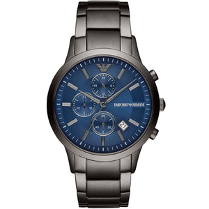 Emporio Armani AR11215 Men’s Blue Dial Gunmetal Stainless Steel Renato Watch - Luxury Hub Store