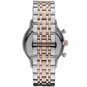 Emporio Armani AR0399 Men’s Silver Dial Two-Tone Stainless Steel Gianni Chronograph Watch - Luxury Hub Store