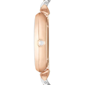 Emporio Armani AR1683 Women’s Mother of Pearl Dial Two-Tone Stainless Steel Gianni T-Bar Watch - Luxury Hub Store