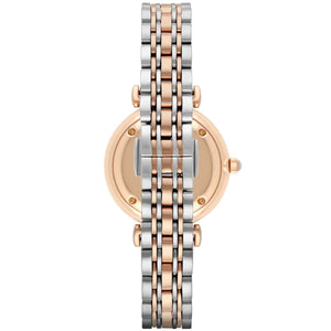 Emporio Armani AR1683 Women’s Mother of Pearl Dial Two-Tone Stainless Steel Gianni T-Bar Watch - Luxury Hub Store