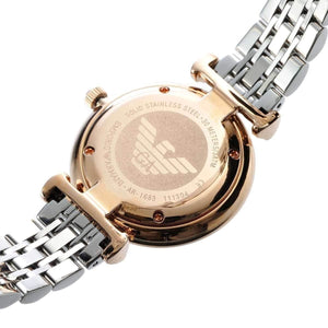 Emporio Armani AR1683 Women’s Mother of Pearl Dial Two-Tone Stainless Steel Gianni T-Bar Watch - Luxury Hub Store