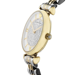 Emporio Armani AR8031 Women’s Crystal Dial Two-Tone Stainless Steel Gianni T-Bar Watch - Luxury Hub Store