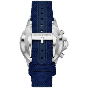 Emporio Armani AR11588 Men’s Blue Dial Fabric Strap Diver Chronograph Watch - Luxury Hub Store