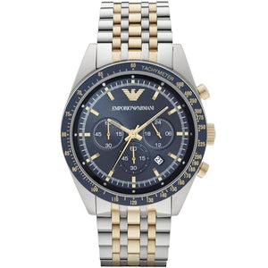Emporio Armani AR6088 Men’s Blue Dial Two-Tone Stainless Steel Chronograph Watch - Luxury Hub Store