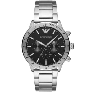Emporio Armani AR11241 Men’s Black Dial Silver Stainless Steel Chronograph Watch - Luxury Hub Store