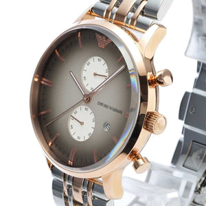 Emporio Armani AR1721 Men’s Grey Dial Two-Tone Stainless Steel Chronograph Watch - Luxury Hub Store