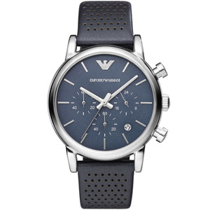 Emporio Armani AR1736 Men’s Blue Dial Blue Leather Chronograph Watch - Luxury Hub Store