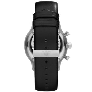 Emporio Armani AR0397 Men’s Black Dial Black Leather Chronograph Watch - Luxury Hub Store