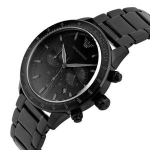 Emporio Armani AR11242 Men’s Black Dial Black Stainless Steel Chronograph Watch - Luxury Hub Store