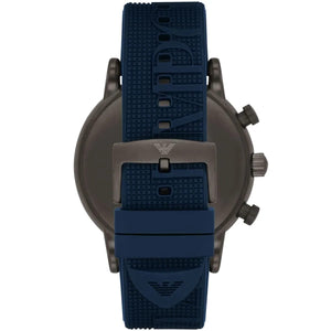 Emporio Armani AR11023 Men’s Black Dial Blue Silicone Strap Chronograph Watch - Luxury Hub Store