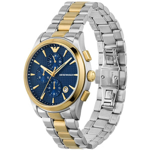 Emporio Armani AR11579 Men’s Blue Dial Two-Tone Stainless Steel Paolo Chronograph Watch - Luxury Hub Store
