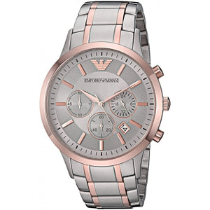 Emporio Armani AR11076 Renato Men's Watch Silver Dial Two-Tone Silver Rose Gold