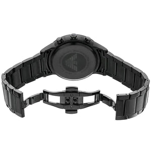 Detailed view of Emporio Armani AR2485 black stainless steel bracelet and clasp