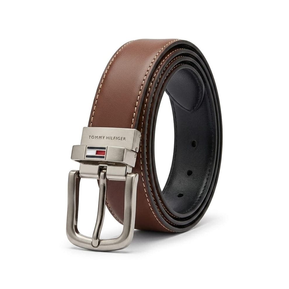 Tommy Hilfiger Men's Mirror Original Smooth Leather Reversible Belt and Bifold Wallet Gift Set - Black & Brown