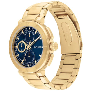Tommy Hilfiger 1792118 Men’s Multi-Function Watch – Blue Dial & Gold Stainless-Steel Bracelet - Luxury Hub Store