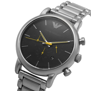 Emporio Armani AR11324 Men’s Black Dial Silver Stainless Steel Chronograph Watch - Luxury Hub Store