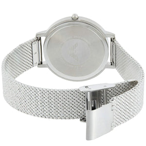 Silver-tone stainless steel sliding clasp on the mesh bracelet of Emporio Armani AR11128