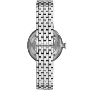 Stainless steel case back view of the Emporio Armani AR11195 showing logo and model details