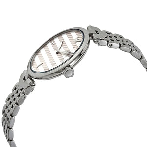Right side profile view of the slim 7mm silver-tone case on the Emporio Armani AR11195