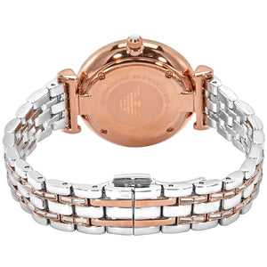 Emporio Armani AR11293 Women’s Crystal Dial Two-Tone Silver Rose Gold Stainless Steel Gianni T-Bar Watch - Luxury Hub Store
