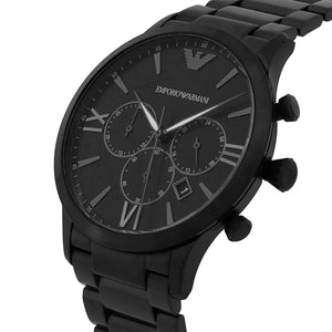 Emporio Armani AR11349 Men’s Black Dial Black Stainless Steel Giovanni Chronograph Watch - Luxury Hub Store