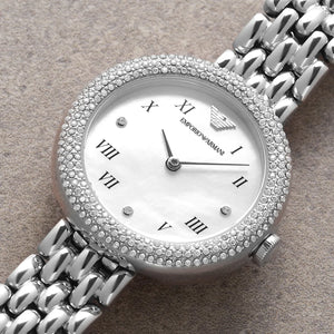 Emporio Armani AR11354 Women’s Mother of Pearl Dial Stainless Steel Rosa Watch - Luxury Hub Store