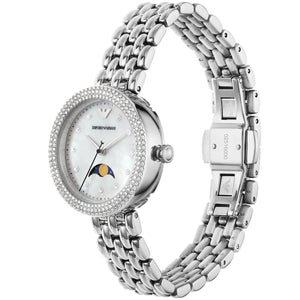 Right side profile view of the 8mm silver-tone case on the Emporio Armani AR11461