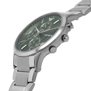 Side view of Emporio Armani AR11507 showing silver crown and pushers