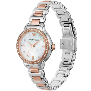 Right side profile view of the slim 8mm case on the Emporio Armani AR11569